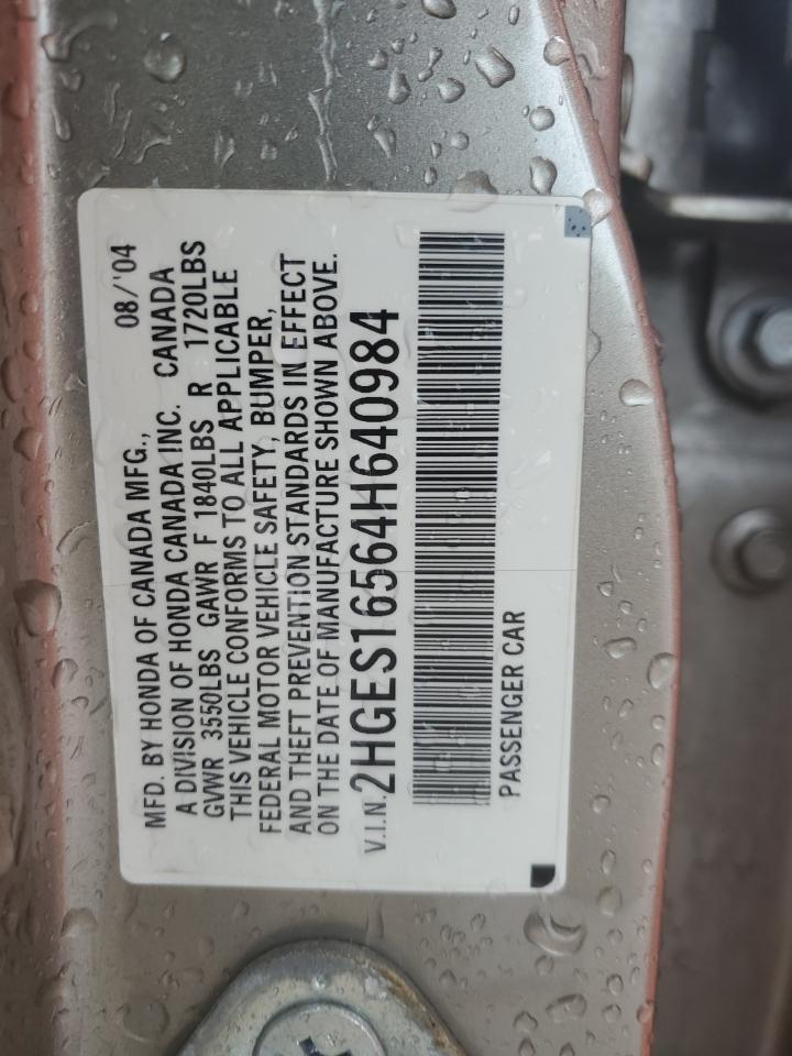 2004 Honda Civic Lx VIN: 2HGES16564H640984 Lot: 58605705