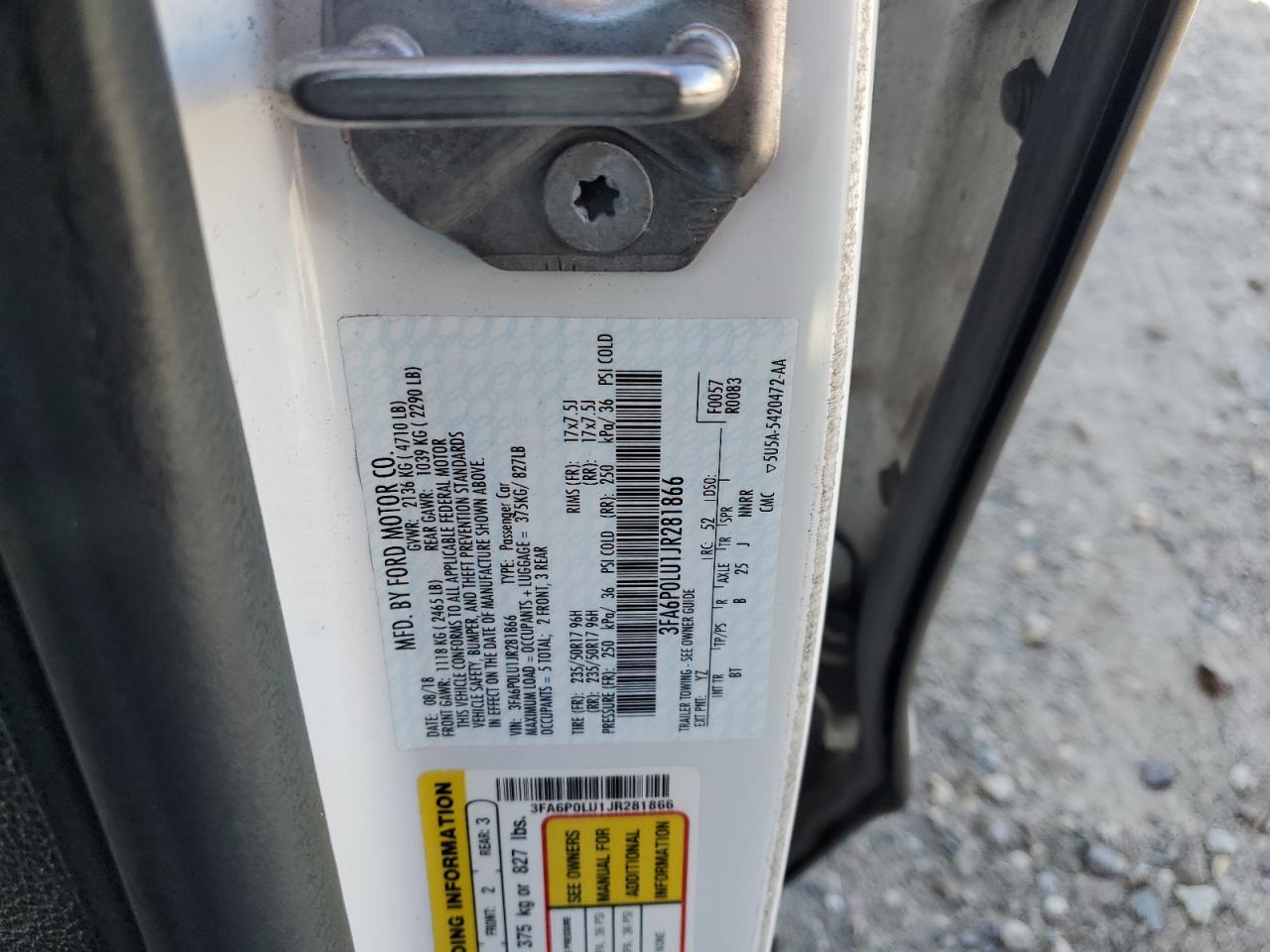 2018 Ford Fusion Se Hybrid VIN: 3FA6P0LU1JR281866 Lot: 56831555