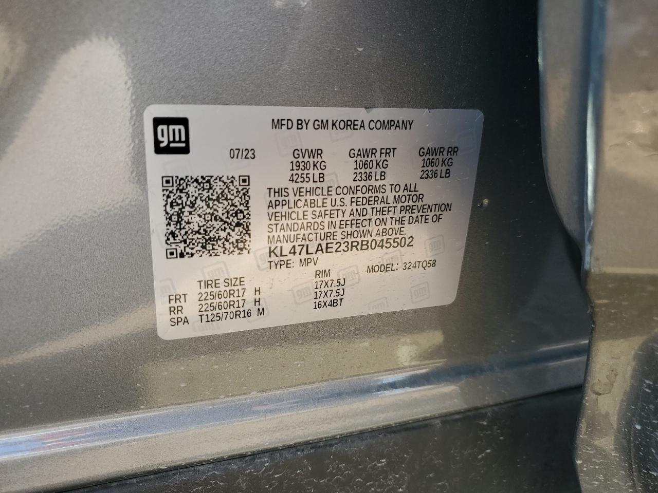 2024 Buick Envista Preferred VIN: KL47LAE23RB045502 Lot: 55832365