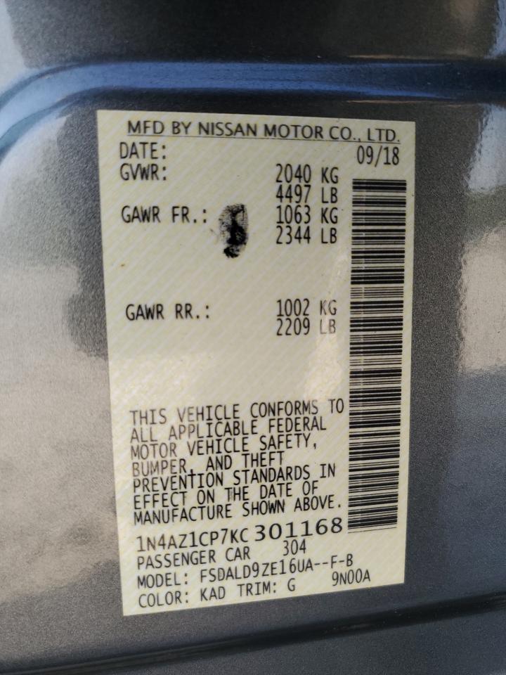 2019 Nissan Leaf S VIN: 1N4AZ1CP7KC301168 Lot: 57576085
