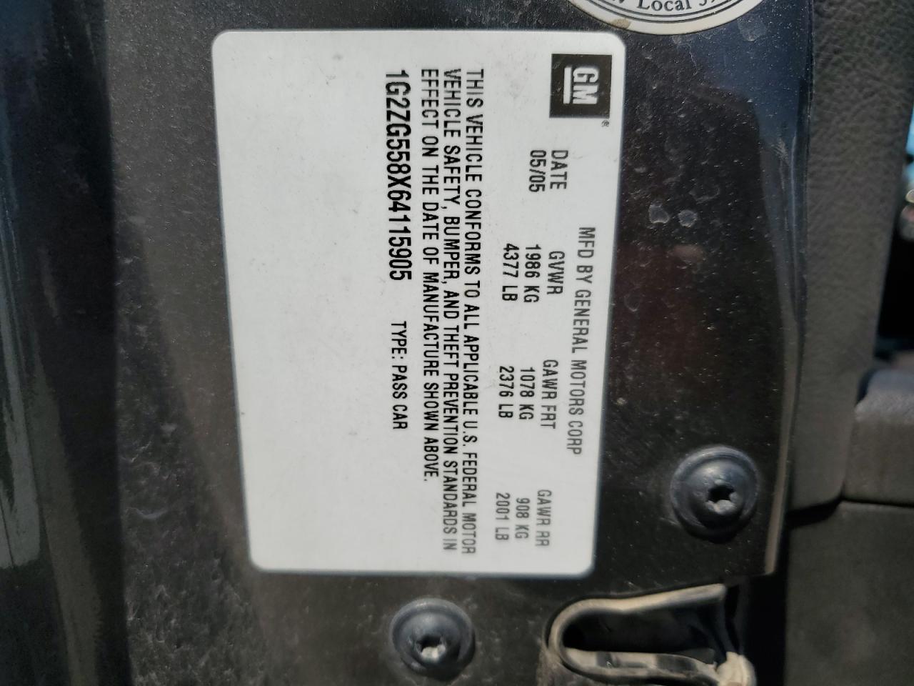 2006 Pontiac G6 Se1 VIN: 1G2ZG558X64115905 Lot: 55693365