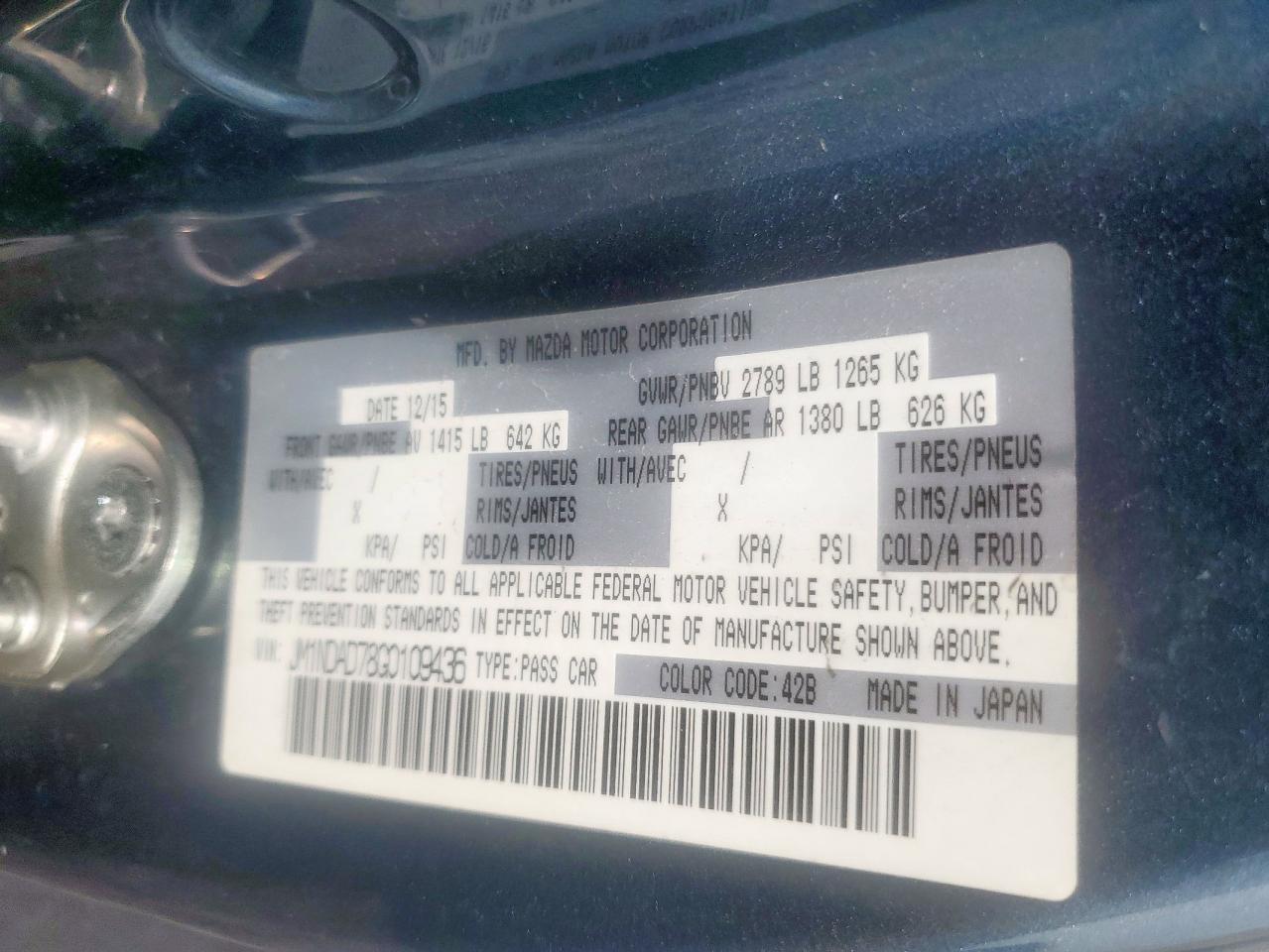 2016 Mazda Mx-5 Miata Grand Touring VIN: JM1NDAD78G0109436 Lot: 56764525