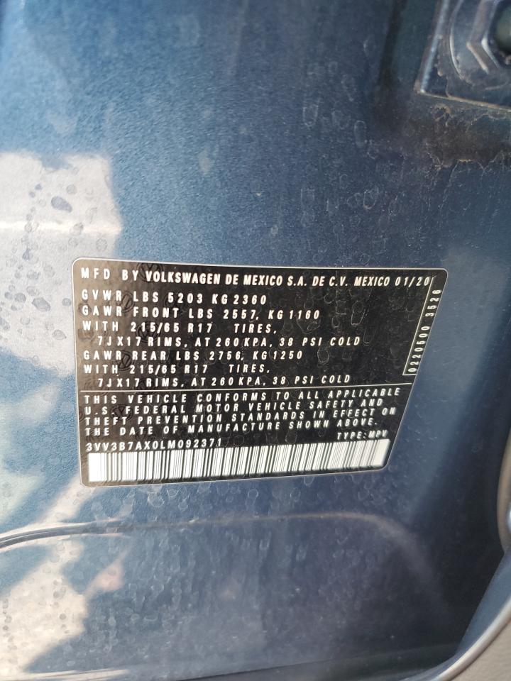 2020 Volkswagen Tiguan Se VIN: 3VV3B7AX0LM092371 Lot: 58607395