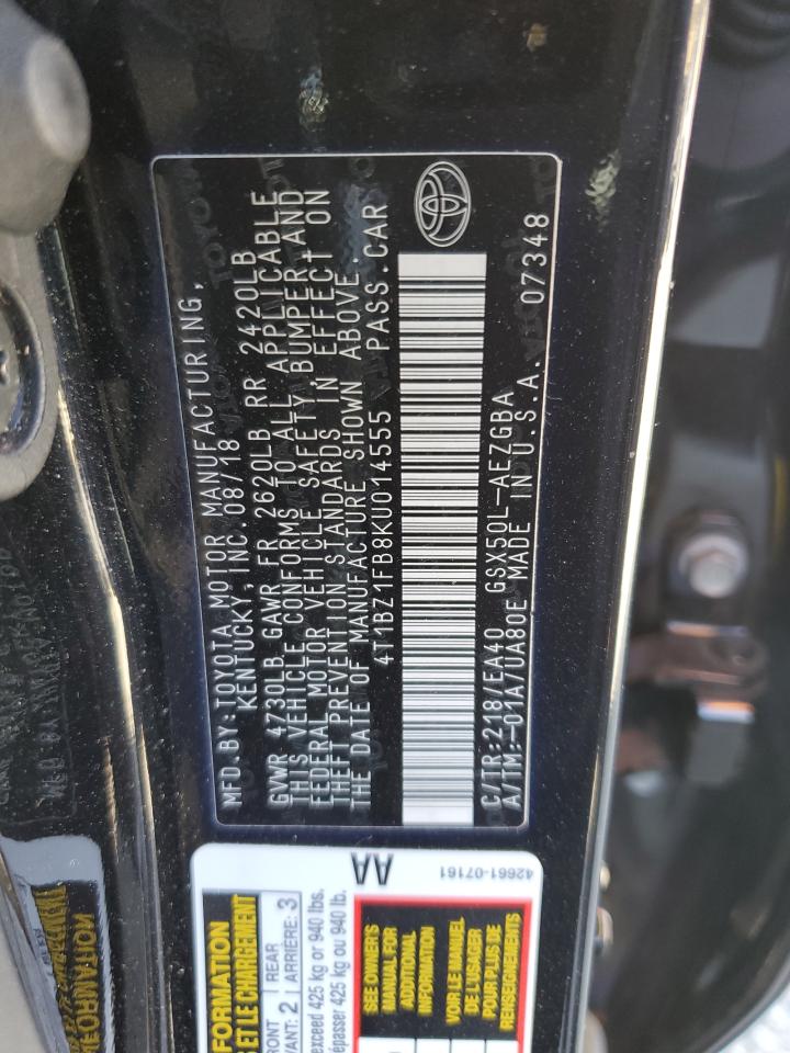 2019 Toyota Avalon Xle VIN: 4T1BZ1FB8KU014555 Lot: 55789095