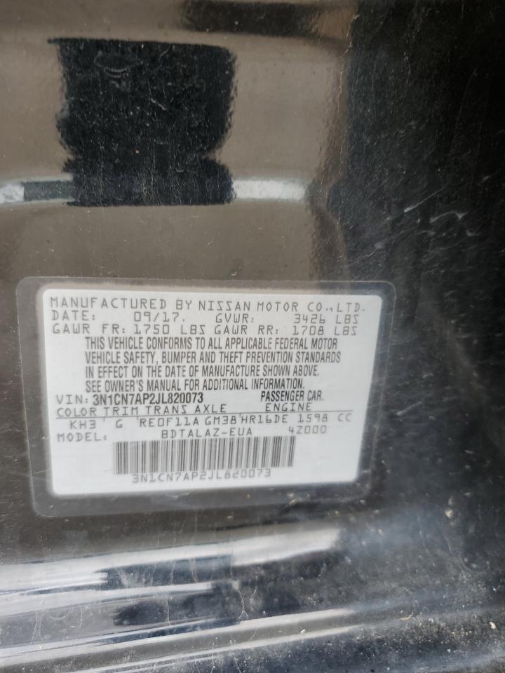 2018 Nissan Versa S VIN: 3N1CN7AP2JL820073 Lot: 56691835
