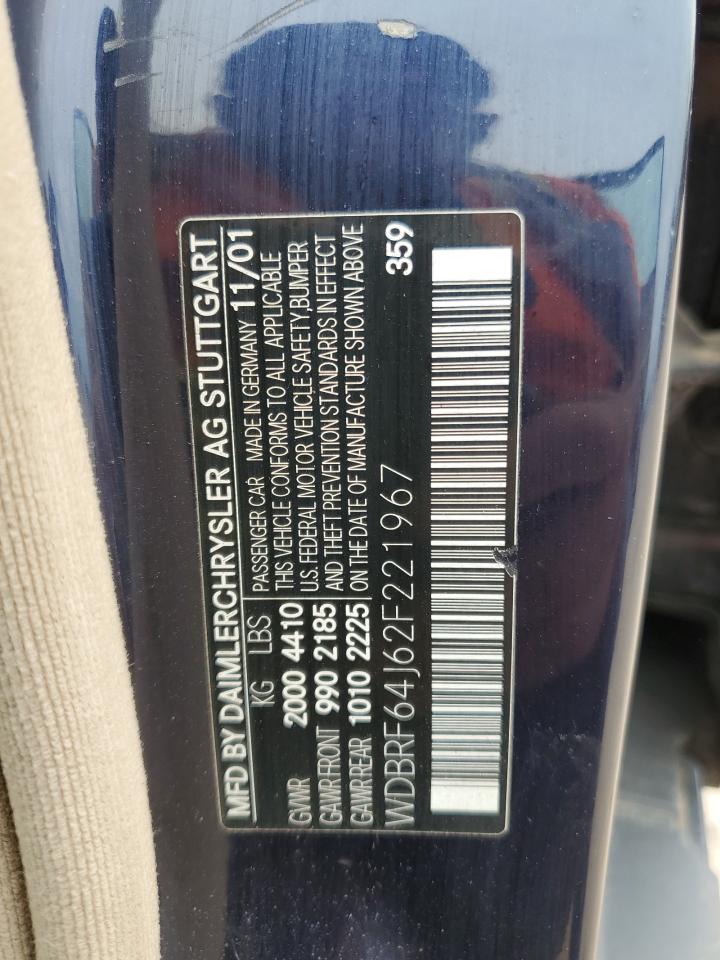 2002 Mercedes-Benz C 320 VIN: WDBRF64J62F221967 Lot: 55289475