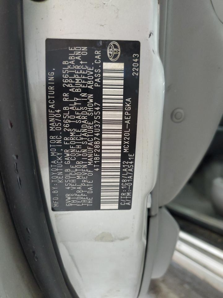 2004 Toyota Avalon Xl VIN: 4T1BF28B74U375547 Lot: 56661485