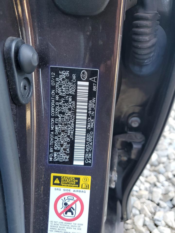 2012 Lexus Ct 200 VIN: JTHKD5BH5C2117268 Lot: 55253665
