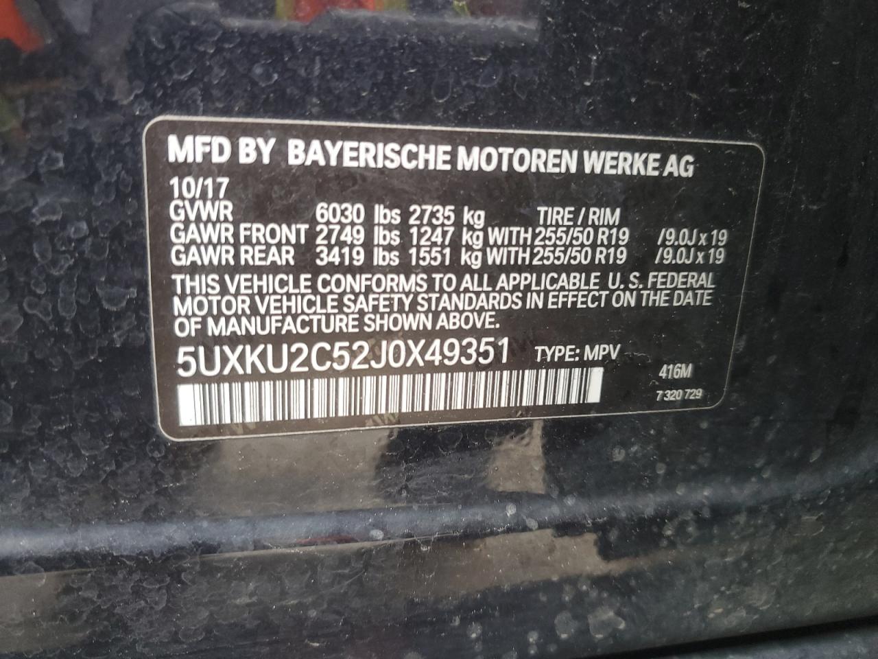 2018 BMW X6 xDrive35I VIN: 5UXKU2C52J0X49351 Lot: 55630745