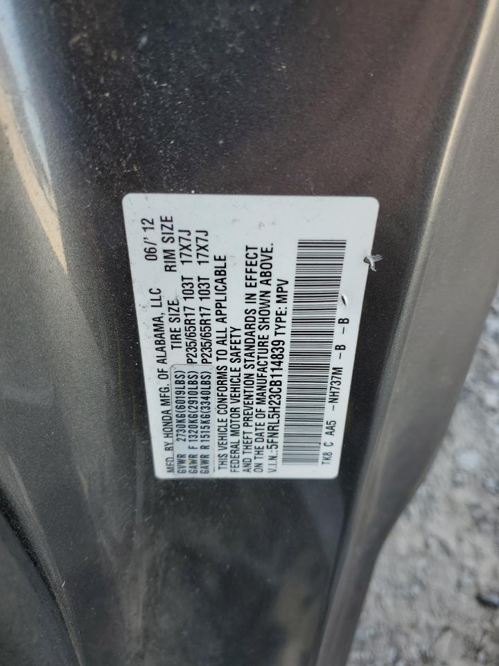 2012 Honda Odyssey Lx VIN: 5FNRL5H23CB114839 Lot: 57137305