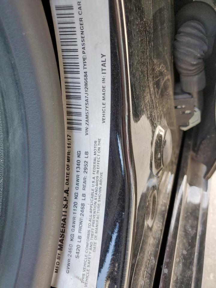 2018 Maserati Ghibli S VIN: ZAM57YSA7J1286684 Lot: 57032255