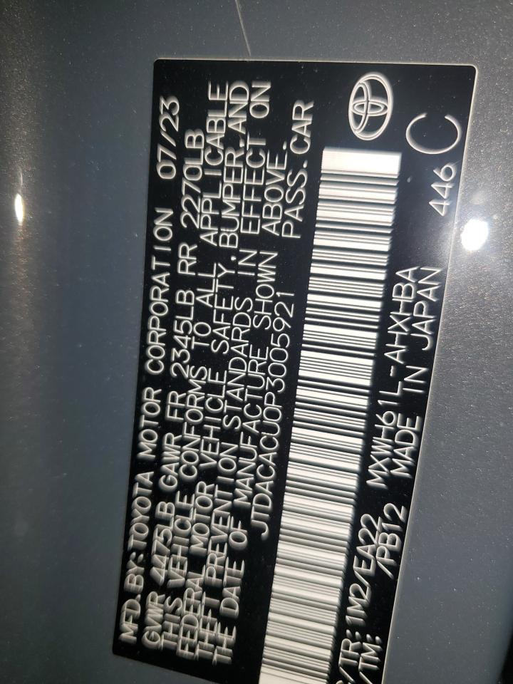 2023 Toyota Prius Prime Se VIN: JTDACACU0P3005921 Lot: 57715105
