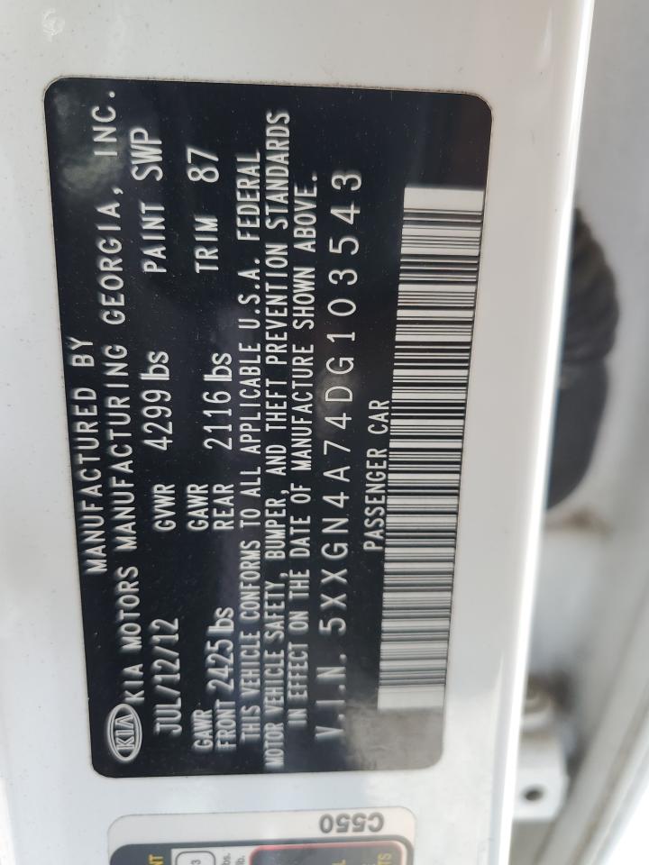 2013 Kia Optima Ex VIN: 5XXGN4A74DG103543 Lot: 56731095