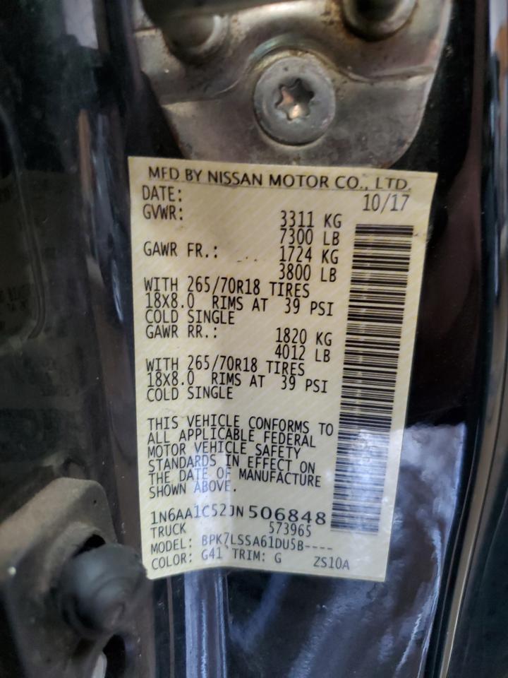 2018 Nissan Titan Sv VIN: 1N6AA1C52JN506848 Lot: 56907315