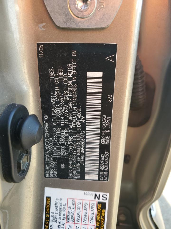 2006 Toyota 4Runner Sr5 VIN: JTEBU14R568061412 Lot: 56701435