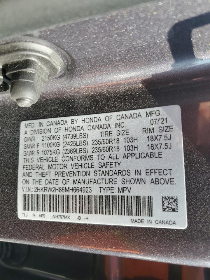 2021 Honda Cr-V Exl VIN: 2HKRW2H86MH664923 Lot: 56902645