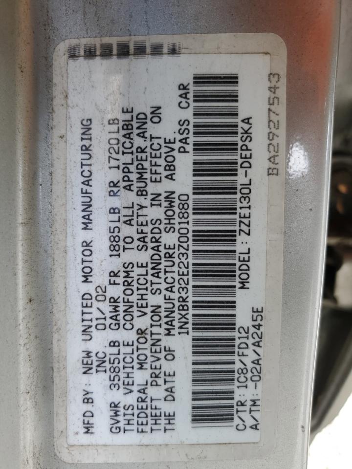 2003 Toyota Corolla Ce VIN: 1NXBR32E23Z001880 Lot: 56767865