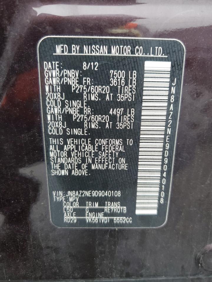 2013 Infiniti Qx56 VIN: JN8AZ2NE9D9040108 Lot: 55081075