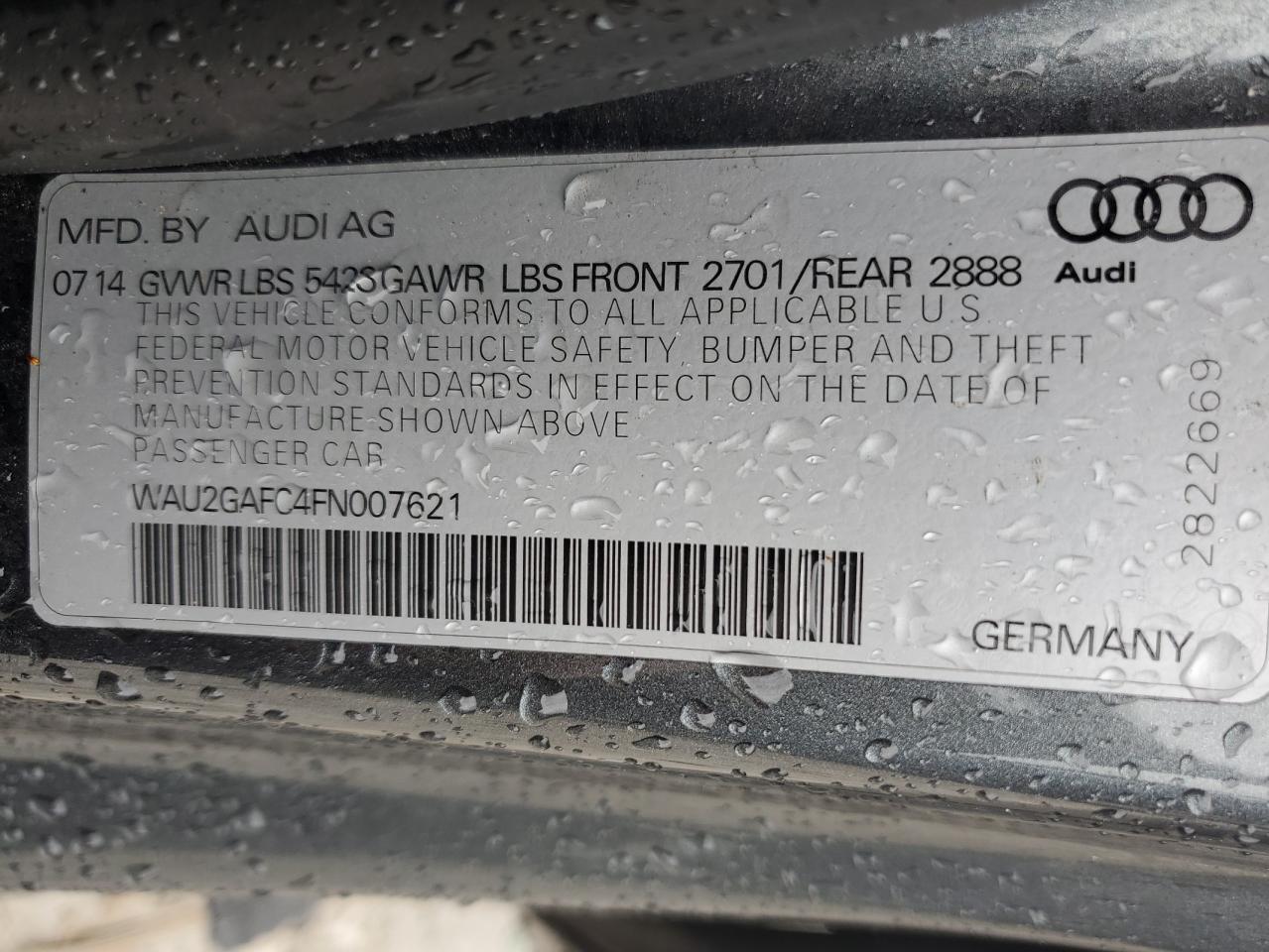2019 Audi A7 Prestige VIN: WAU2GAFC4FN007621 Lot: 58327595