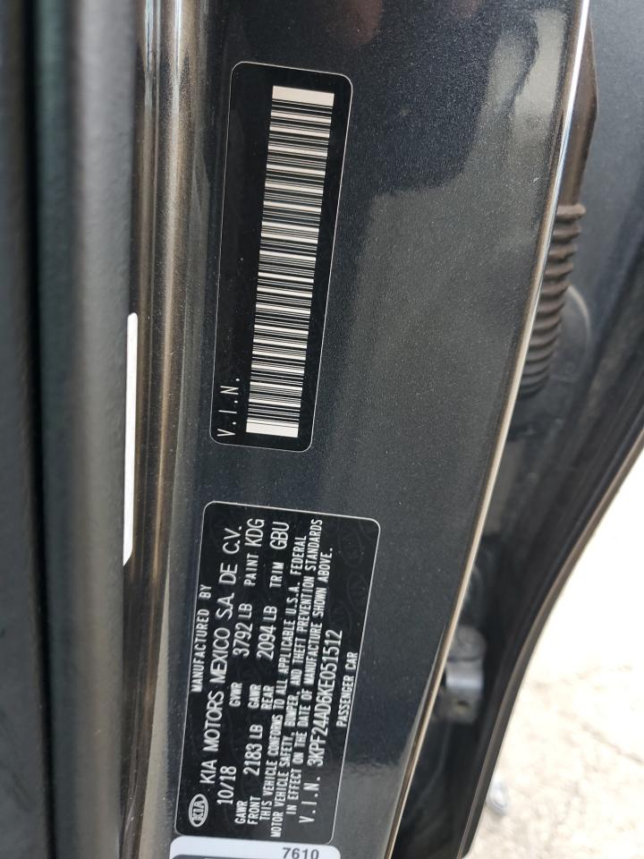 2019 Kia Forte Fe VIN: 3KPF24AD6KE051512 Lot: 56614295