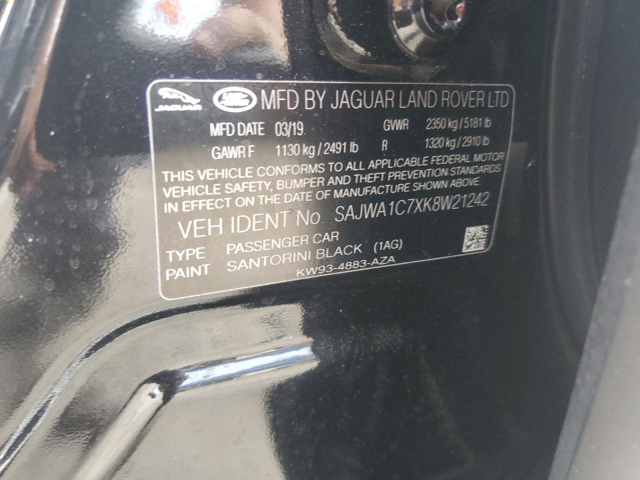 2019 Jaguar Xj R - Sport VIN: SAJWA1C7XK8W21242 Lot: 56092225