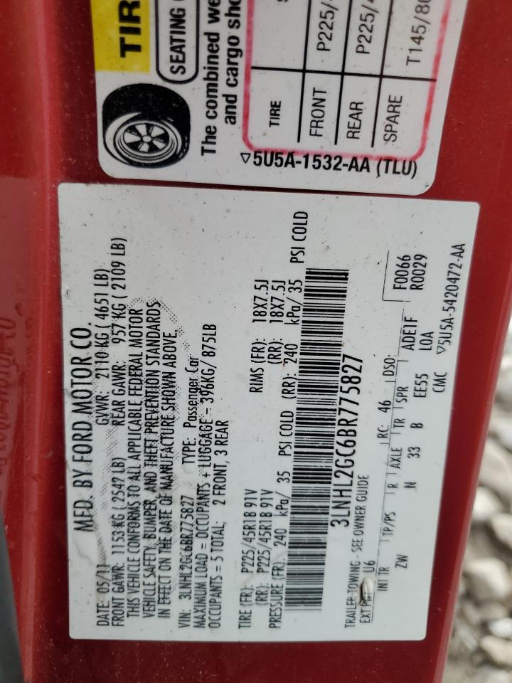 2011 Lincoln Mkz VIN: 3LNHL2GC6BR775827 Lot: 55346005