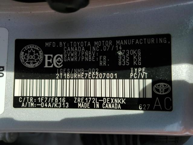 2014 TOYOTA COROLLA L  