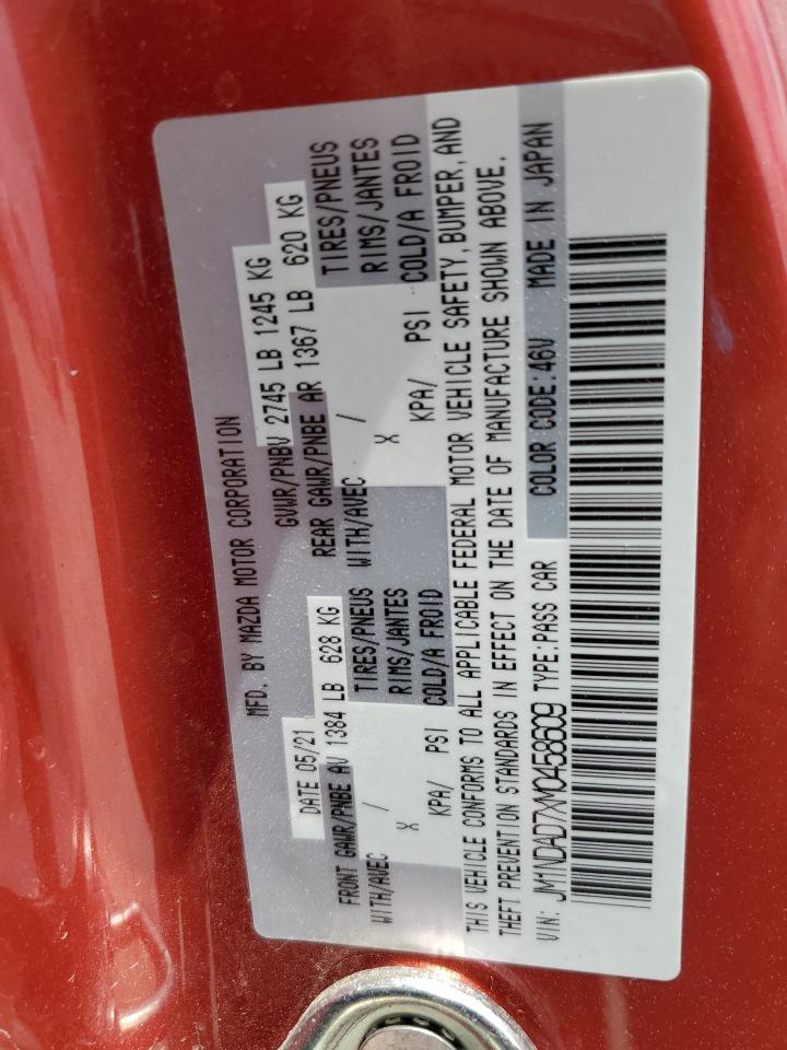 2021 Mazda Mx-5 Miata Grand Touring VIN: JM1NDAD7XM0458609 Lot: 55657955