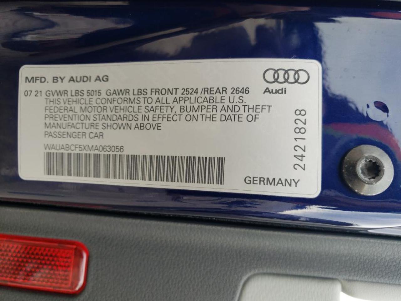 2021 Audi A5 Premium 40 VIN: WAUABCF5XMA063056 Lot: 51165505