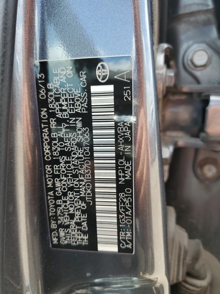 2013 Toyota Prius C VIN: JTDKDTB37D1047063 Lot: 56531465
