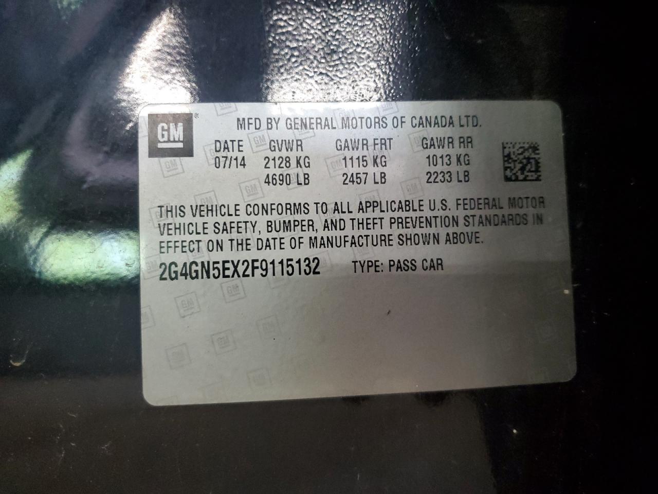 2015 Buick Regal Premium VIN: 2G4GN5EX2F9115132 Lot: 57401215