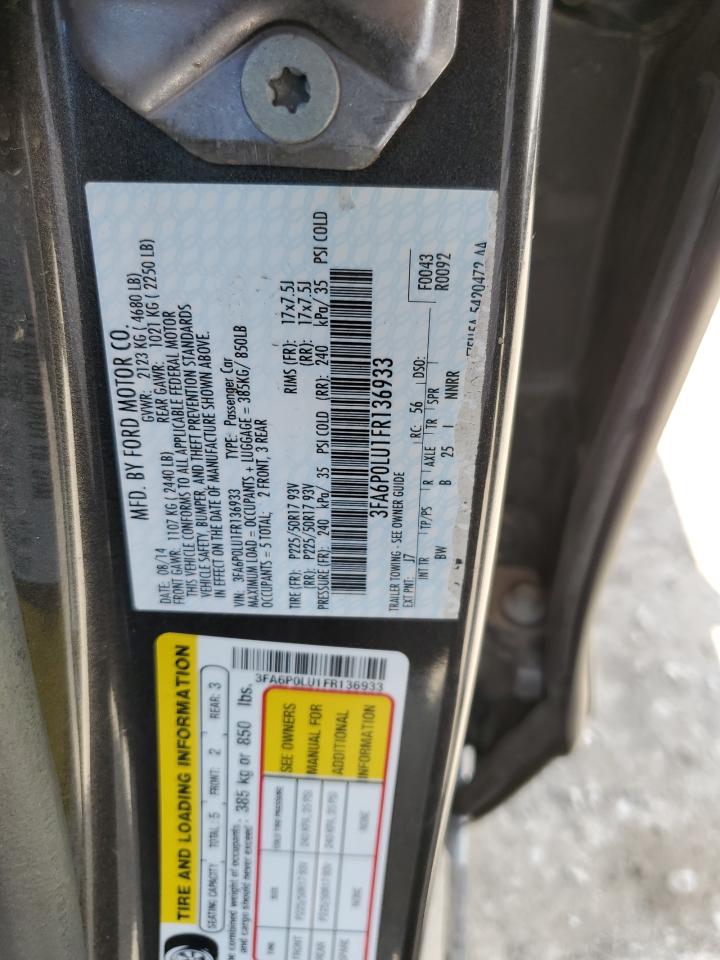 2015 Ford Fusion Se Hybrid VIN: 3FA6P0LU1FR136933 Lot: 55417045