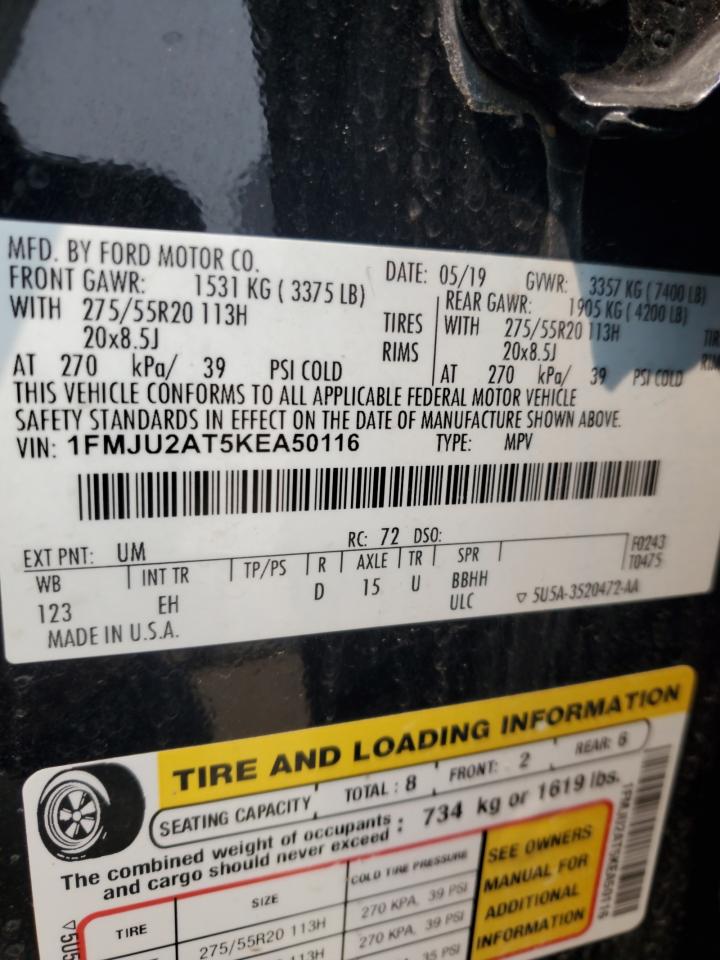 2019 Ford Expedition Limited VIN: 1FMJU2AT5KEA50116 Lot: 59089265