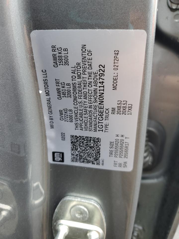 2022 GMC Canyon Denali VIN: 1GTG6EEN0N1147922 Lot: 54143435