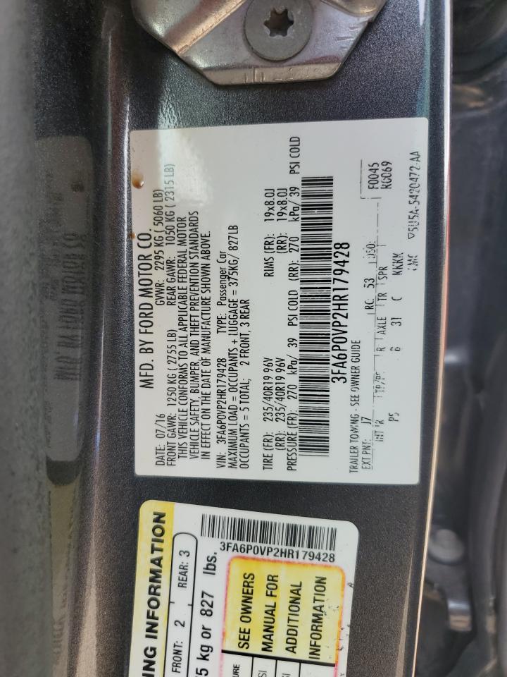 2017 Ford Fusion Sport VIN: 3FA6P0VP2HR179428 Lot: 70724615