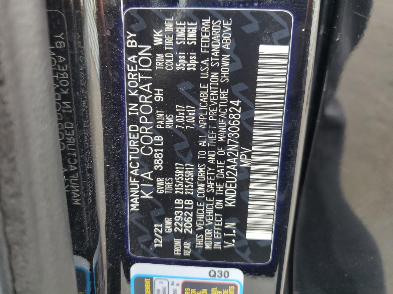 2022 Kia Seltos S VIN: KNDEU2AA2N7306824 Lot: 56538175
