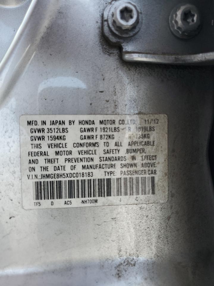 2013 Honda Fit Sport VIN: JHMGE8H5XDC018183 Lot: 57278675