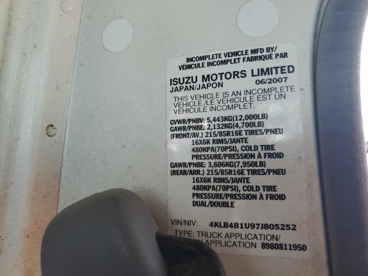 2007 Isuzu Npr VIN: 4KLB4B1U97J805252 Lot: 56678335
