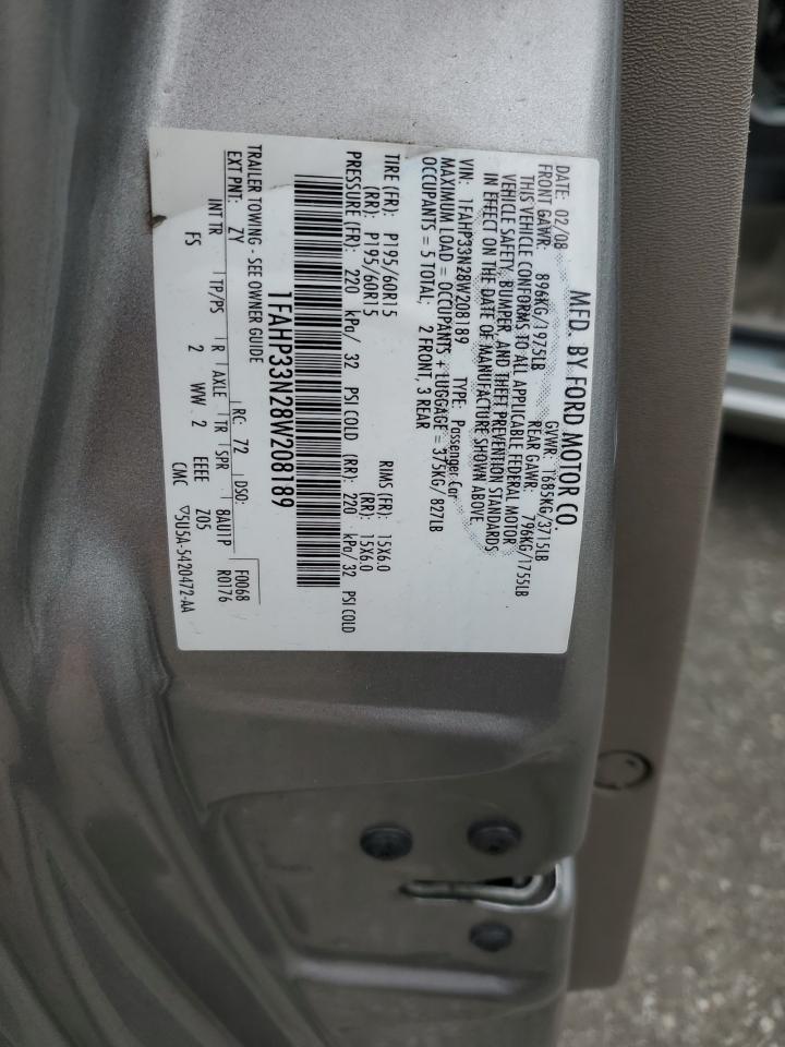 2008 Ford Focus Se VIN: 1FAHP33N28W208189 Lot: 56913195