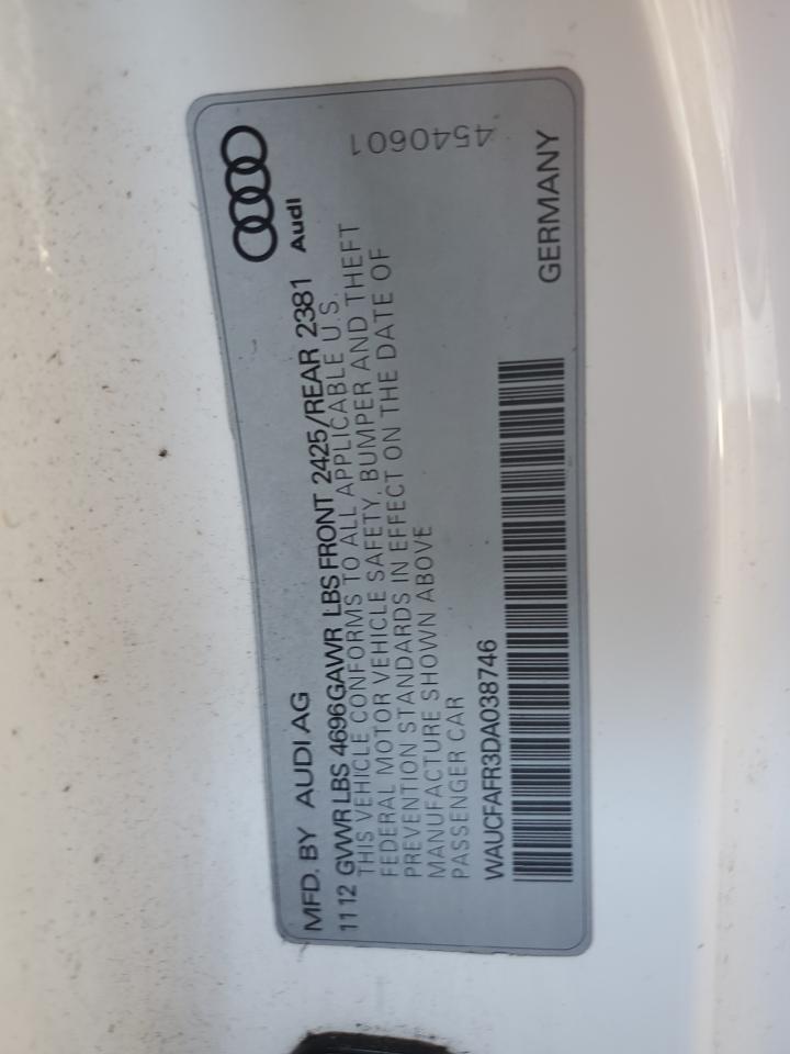 2013 Audi A5 Premium VIN: WAUCFAFR3DA038746 Lot: 56551395