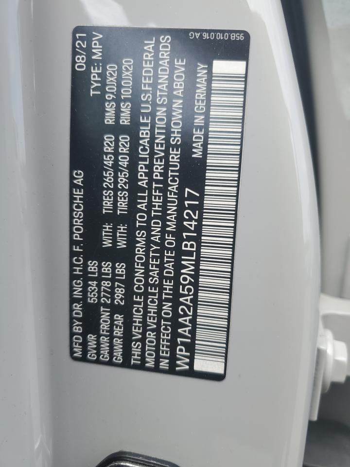 2021 Porsche Macan VIN: WP1AA2A59MLB14217 Lot: 56823035