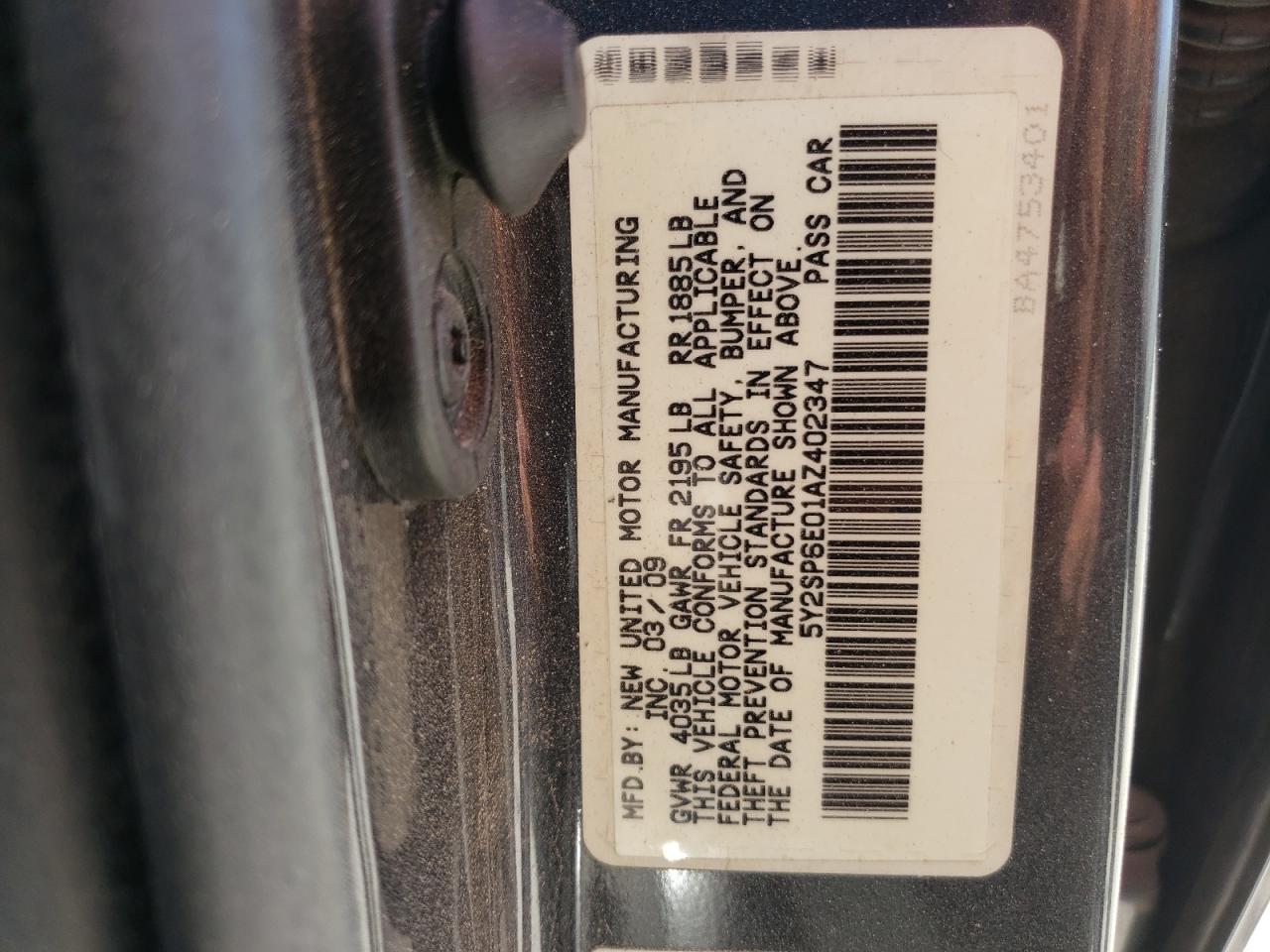 2010 Pontiac Vibe VIN: 402347 Lot: 55867375