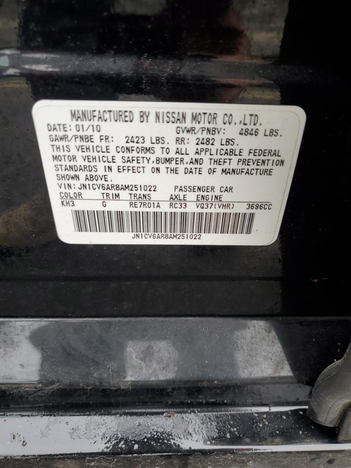 2010 Infiniti G37 VIN: JN1CV6AR8AM251022 Lot: 58887455