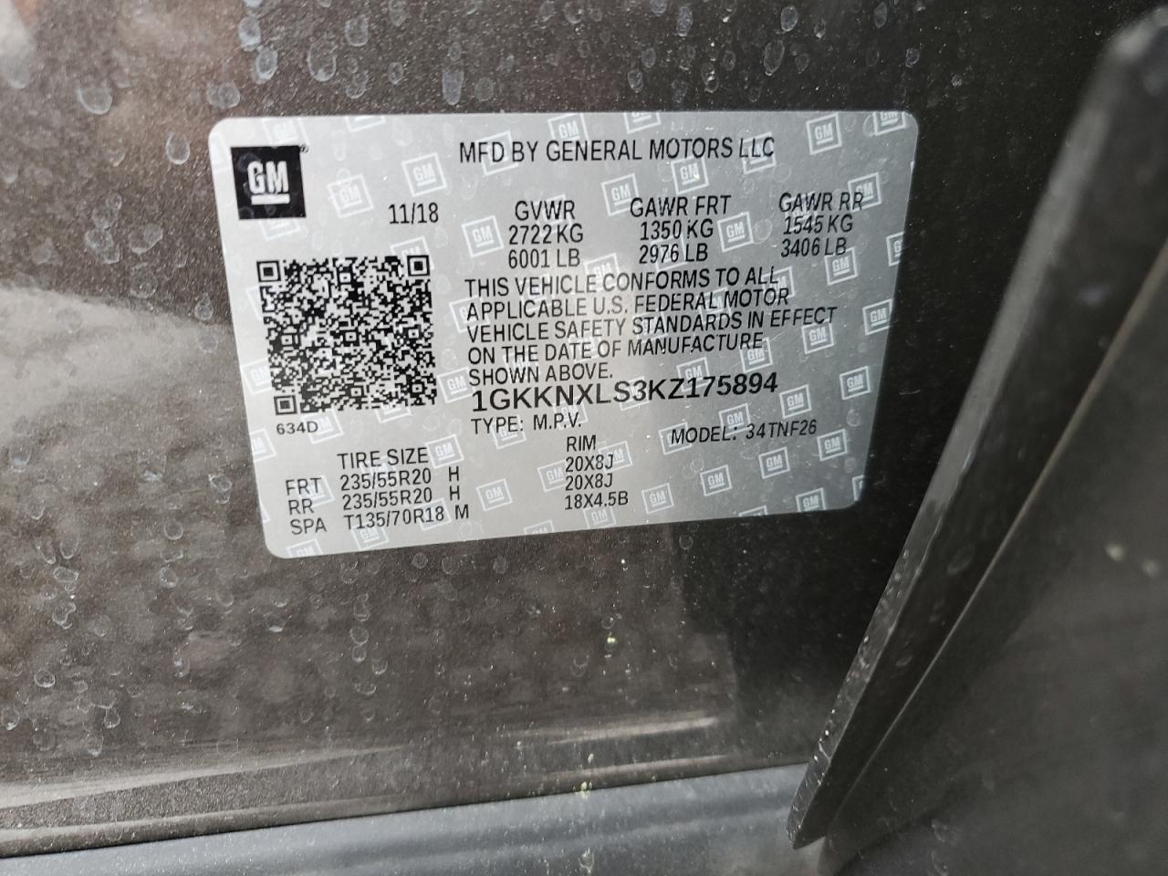 2019 GMC Acadia Denali VIN: 1GKKNXLS3KZ175894 Lot: 55632955
