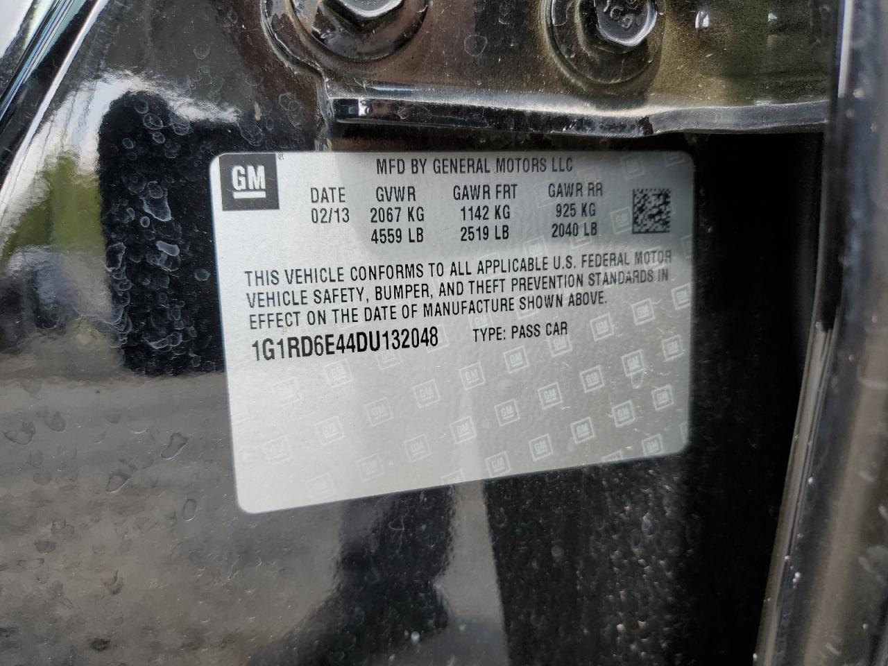2013 Chevrolet Volt VIN: 1G1RD6E44DU132048 Lot: 58347655