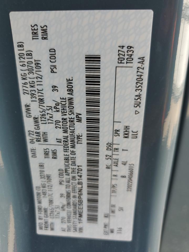 2022 Ford Bronco Base VIN: 1FMEE5BP6NLB14701 Lot: 56496555