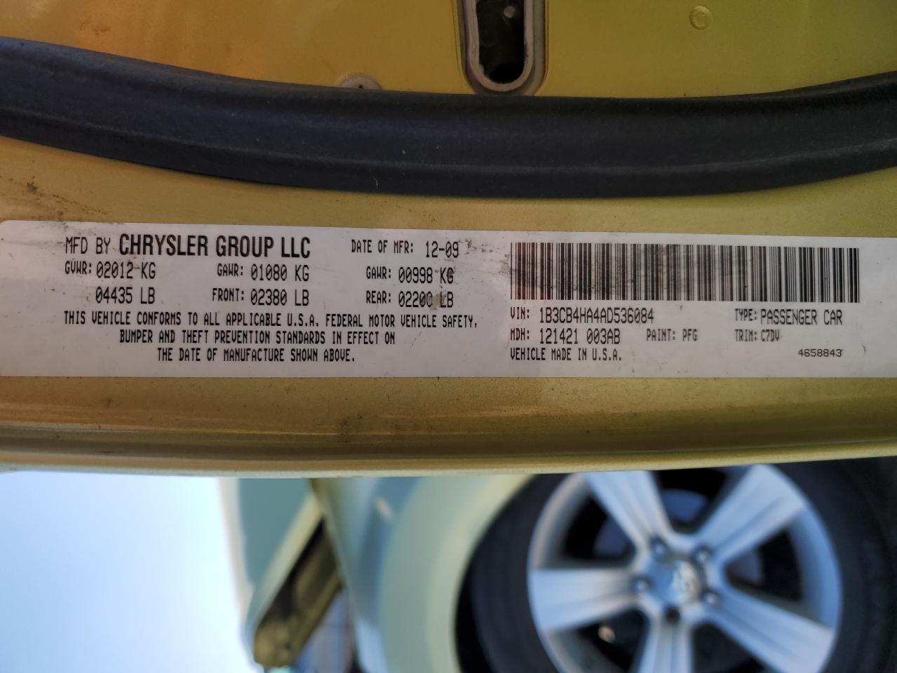 2010 Dodge Caliber Sxt VIN: 1B3CB4HA4AD536084 Lot: 56824635