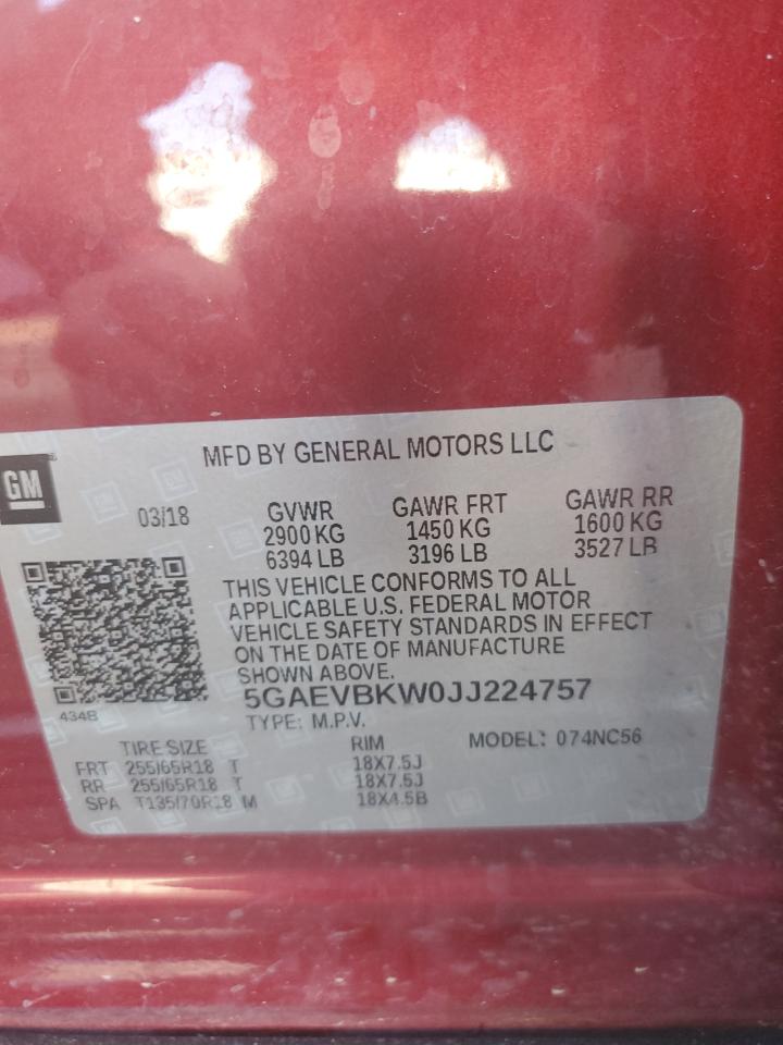 2018 Buick Enclave Premium VIN: 5GAEVBKW0JJ224757 Lot: 58577665