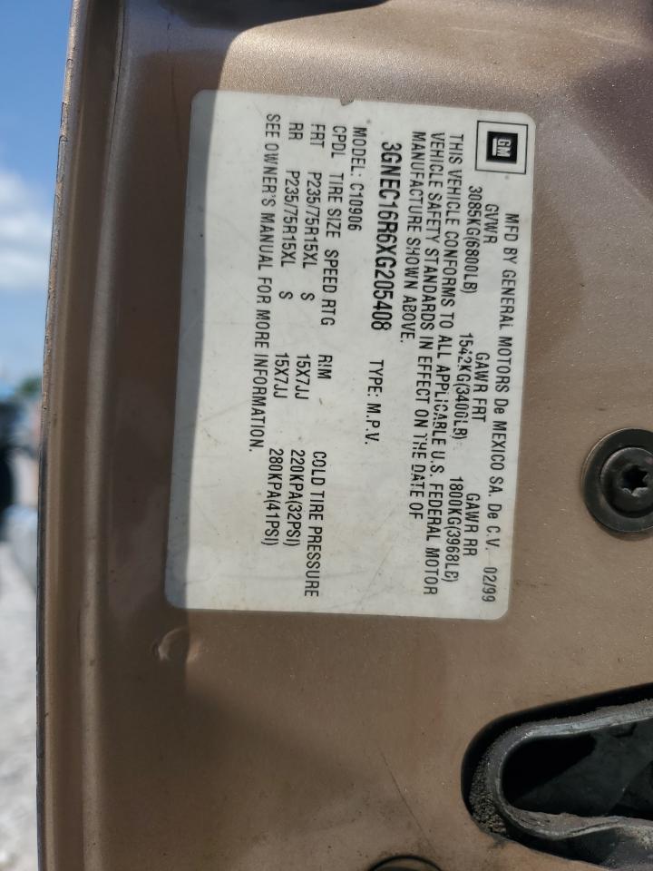 1999 Chevrolet Suburban C1500 VIN: 3GNEC16R6XG205408 Lot: 57169415