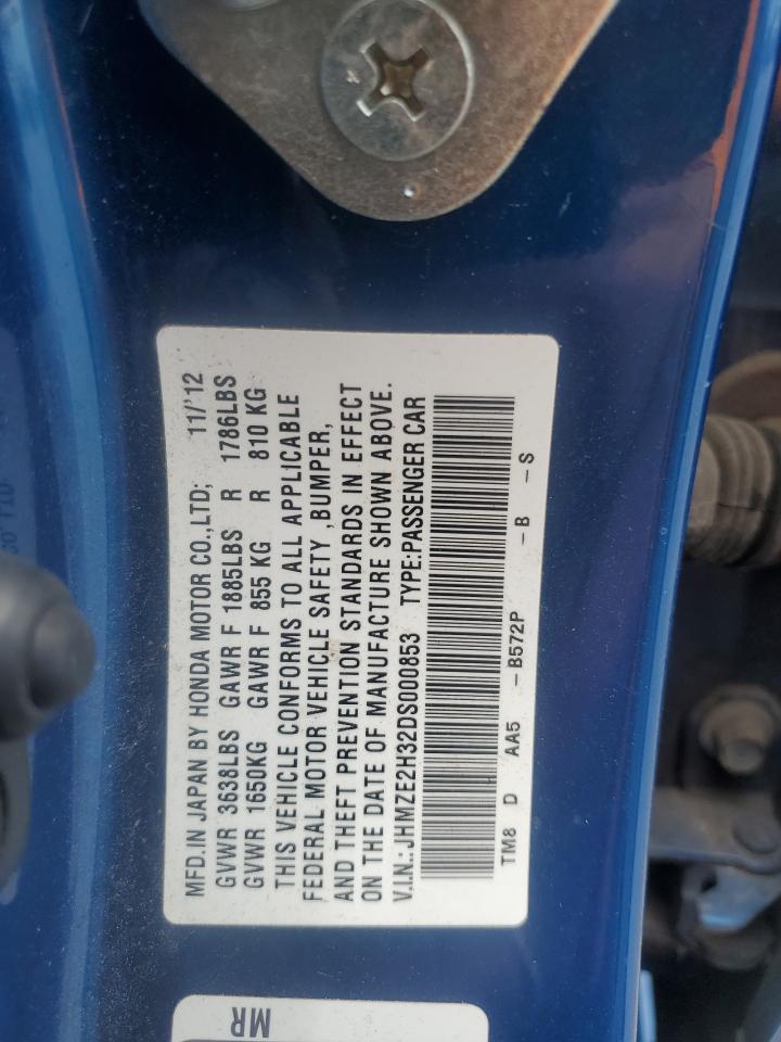 2013 Honda Insight VIN: JHMZE2H32DS000853 Lot: 56845685